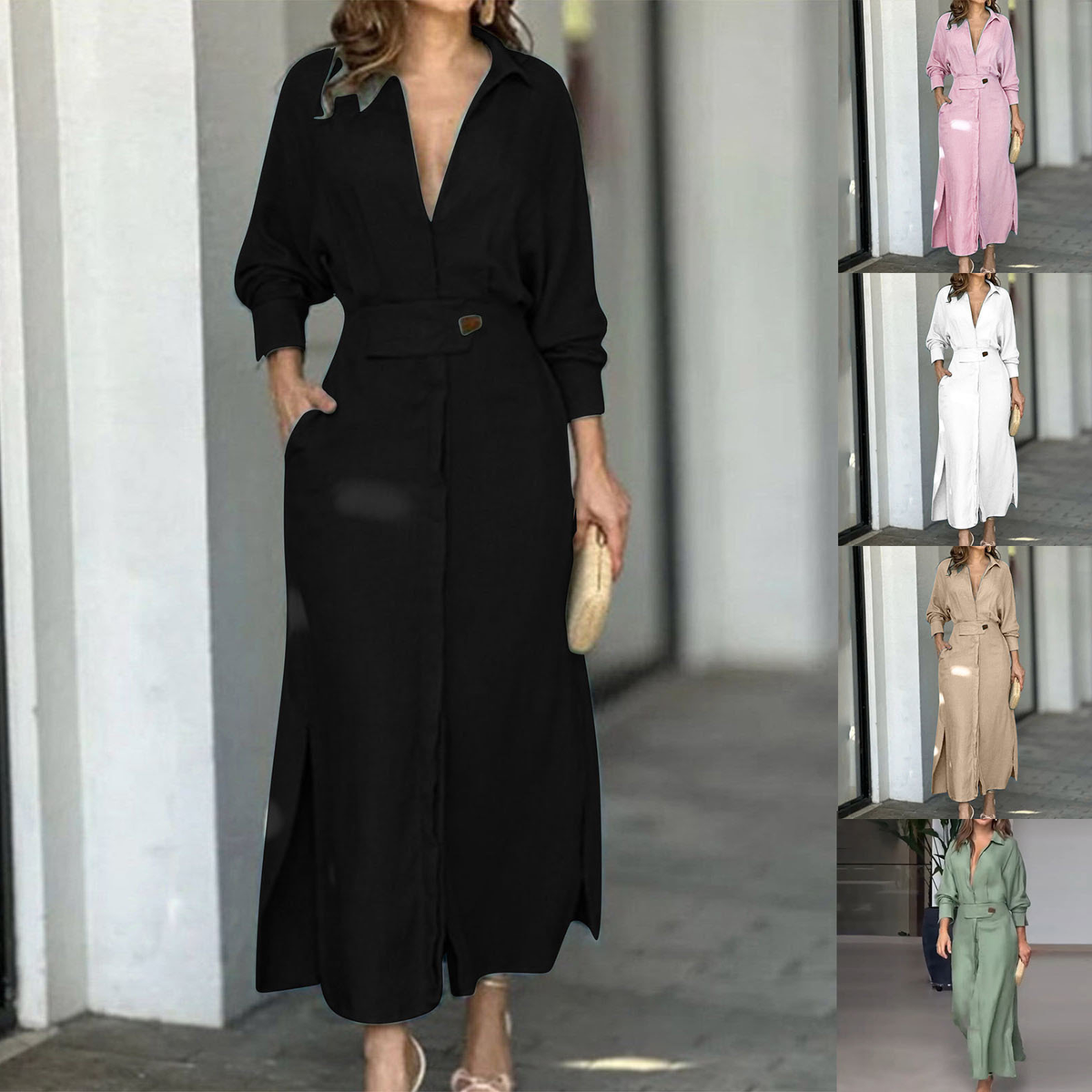 Yara | Elegant Linen V-Neck Maxi Dress