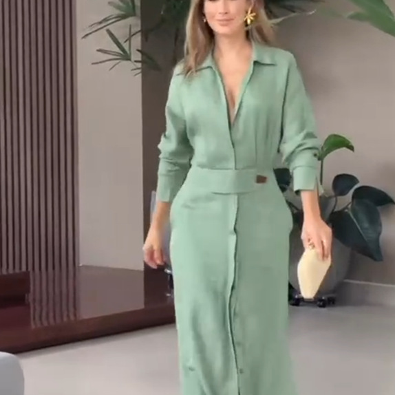 Yara | Elegant Linen V-Neck Maxi Dress