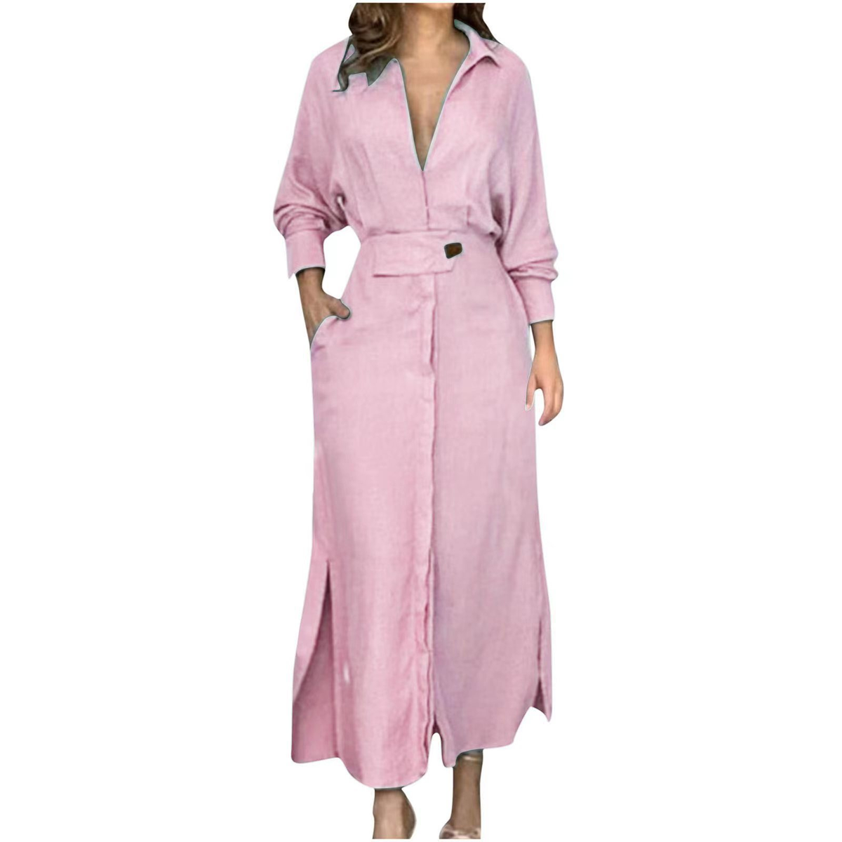 Yara | Elegant Linen V-Neck Maxi Dress