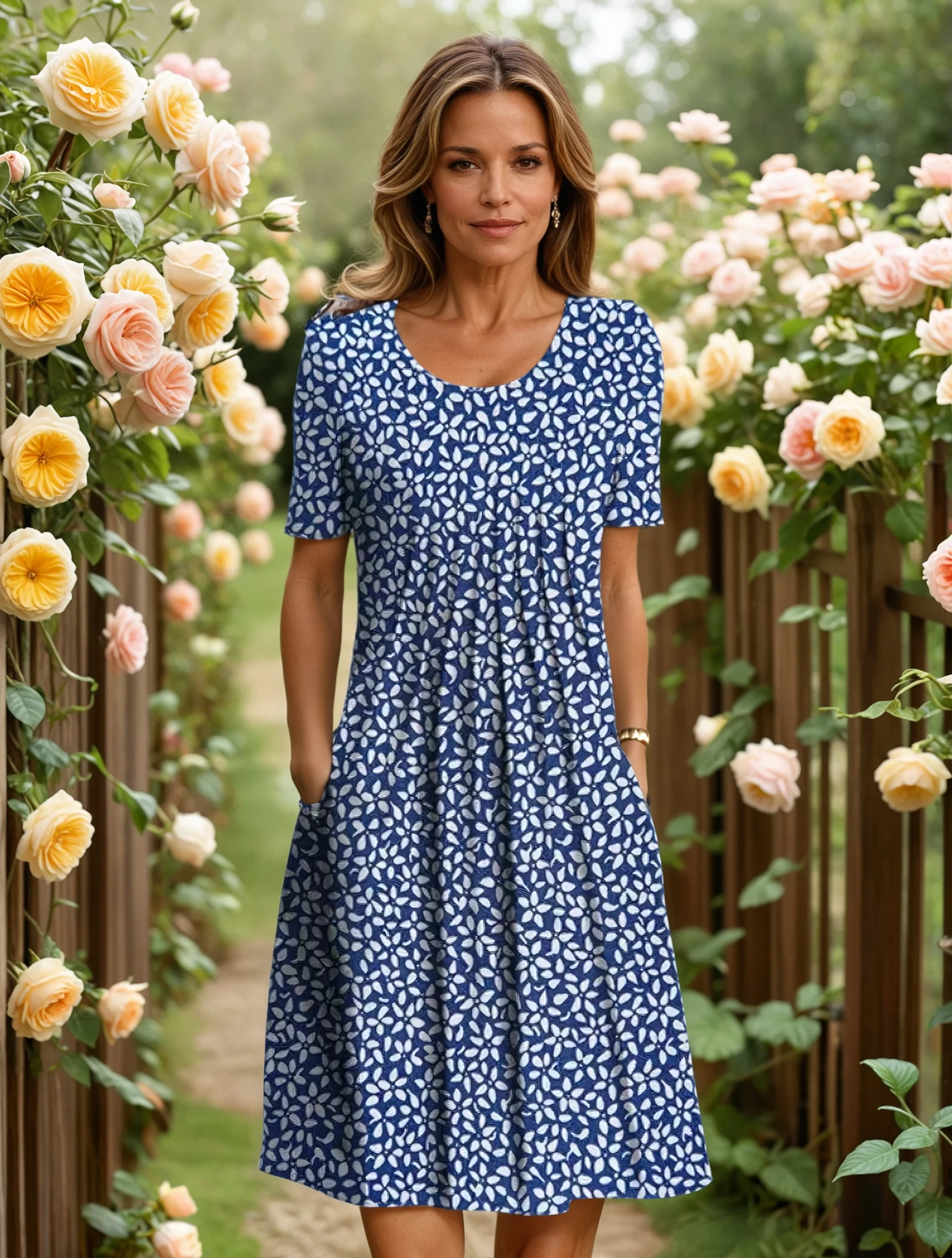 Emelia | Elegant Floral Dress with Tummy Coverage