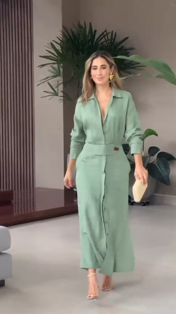 Yara | Elegant Linen V-Neck Maxi Dress