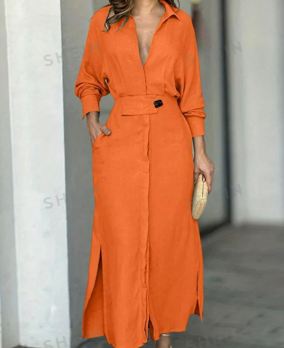 Yara | Elegant Linen V-Neck Maxi Dress
