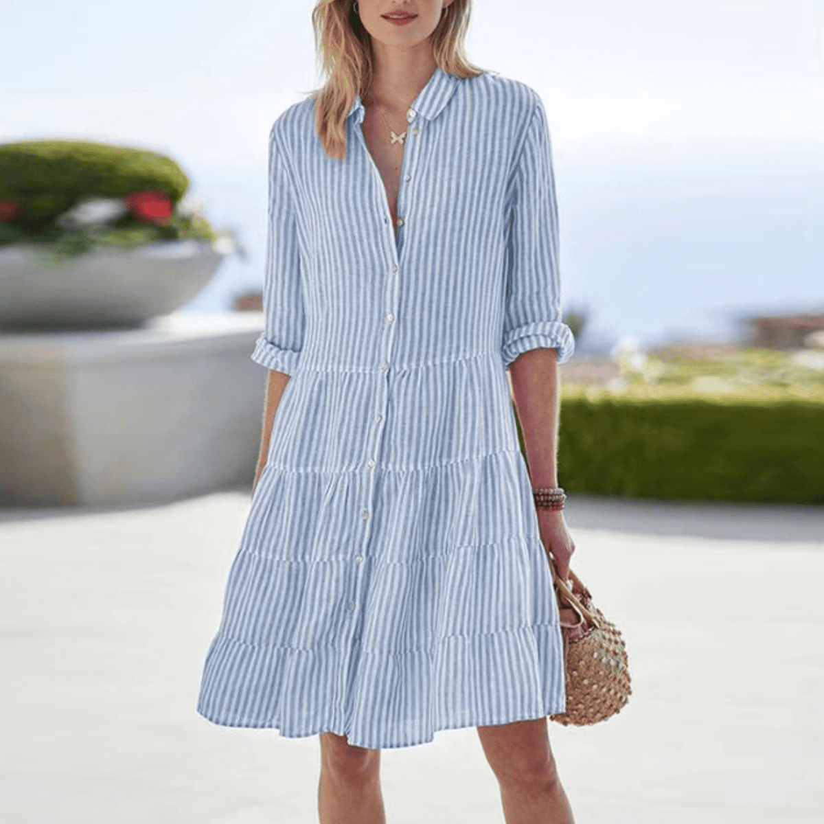 Rosaline | Breezy Striped A-Line Dress